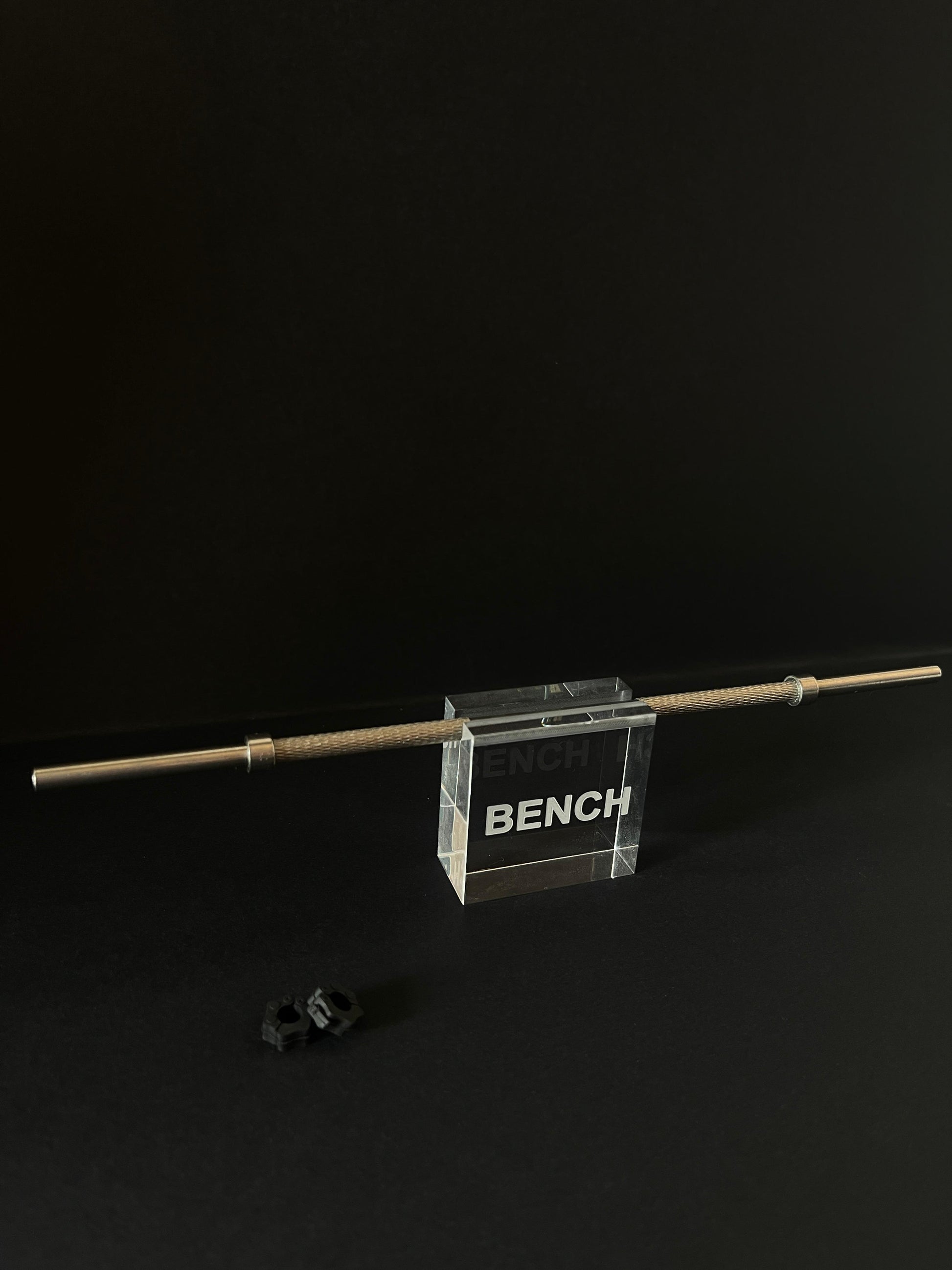 Mini Barbell Stand Bundle – Stainless Steel Barbell , Acrylic Stand & 1 Pair Of Plates